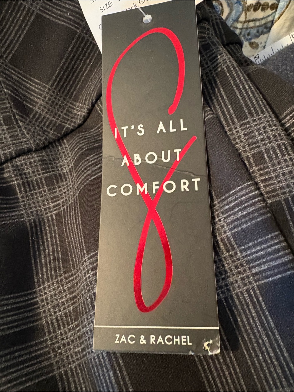 Zac & Rachel Plaid Straight-Leg Pants - Black & Grey-NWT - Picture 9 of 9